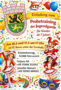 Einladung Probetraining Jugendgarde 10.03 & 17.03